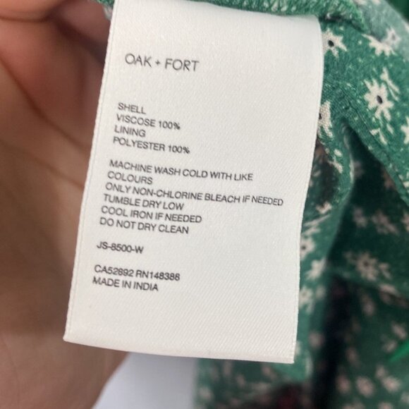OAK + FORT Green White Floral Daisy Jumpsuit Evergreen Print - Size 0 - Picture 14 of 15